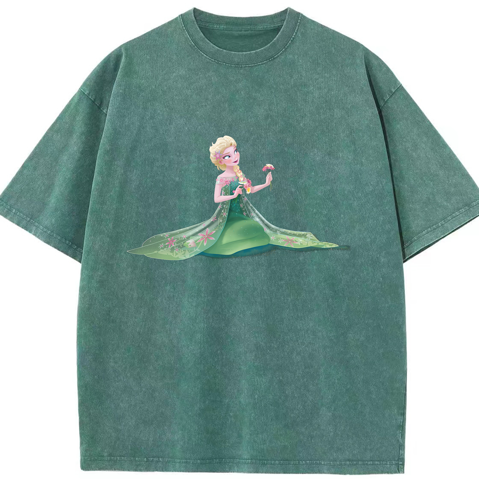 （画像用） アナと雪の女王 アンナ エルサ Frozen Anna Elsa 綿100% ヴィンテージ風 半袖Tシャツ（フロントプリント）